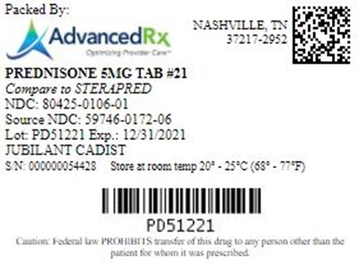 Prednisone 5mg Tab Qty 21 Ndc 80425 0106